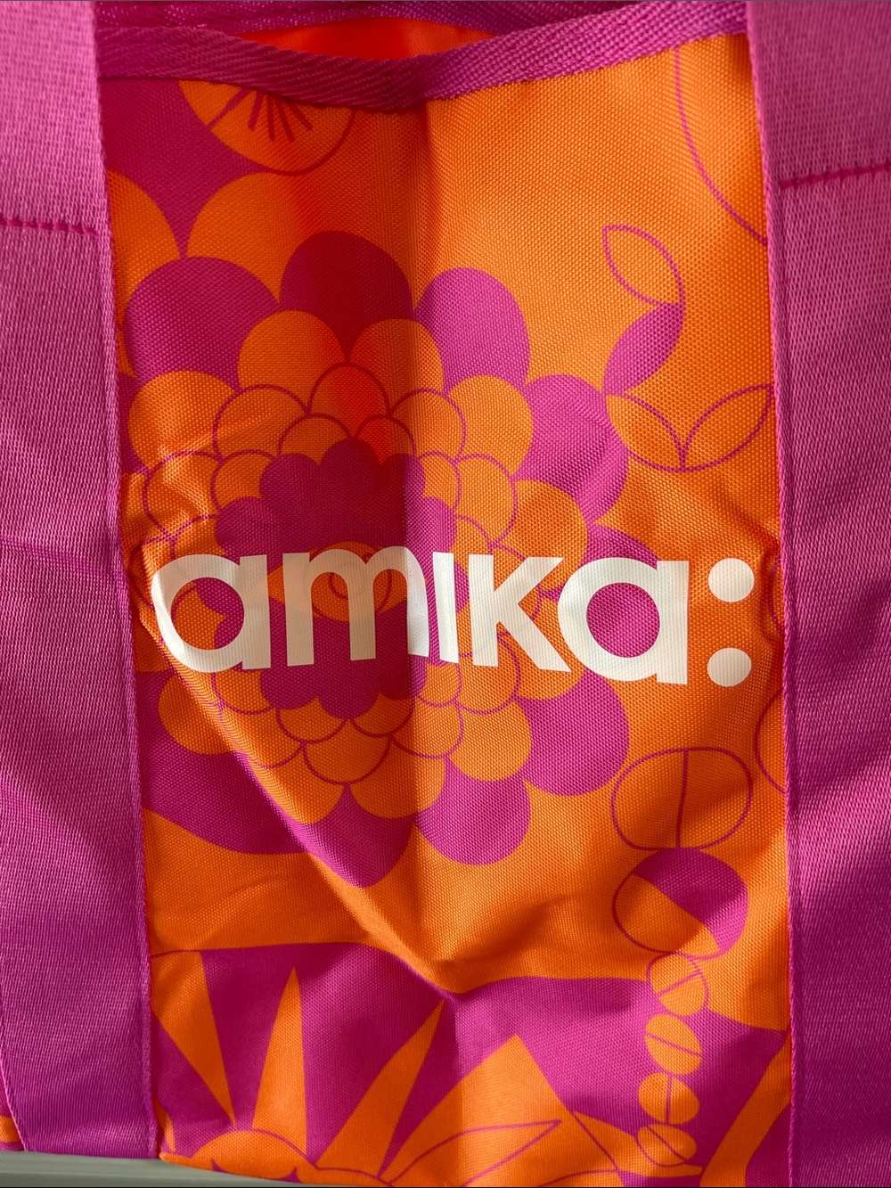 amika Orange and Pink Floral Logo Tote - Picture 2 of 7